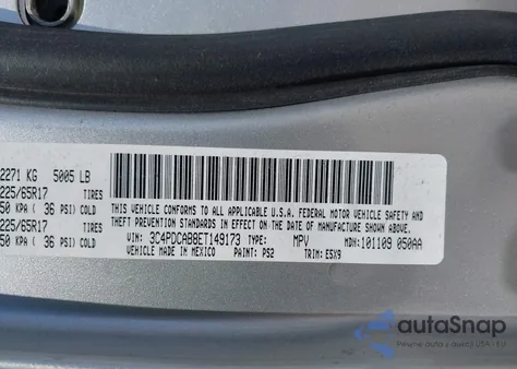 2014 Dodge Journey American Value Pkg из США, поврежденный, VIN 3C4PDCAB8ET149173